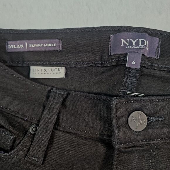 NYDJ Dylan Skinny Ankle Jeans Lift Tuck Women's Size 6 Black Tummy Technology - Picture 4 of 9